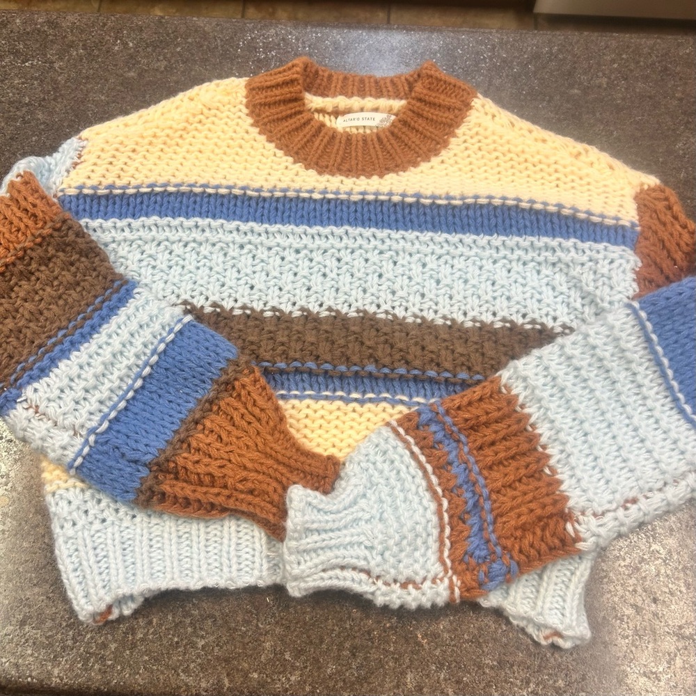 Altar'd State Hollis Chunky Knit Striped Sweater Women's Teen Small Multicolor